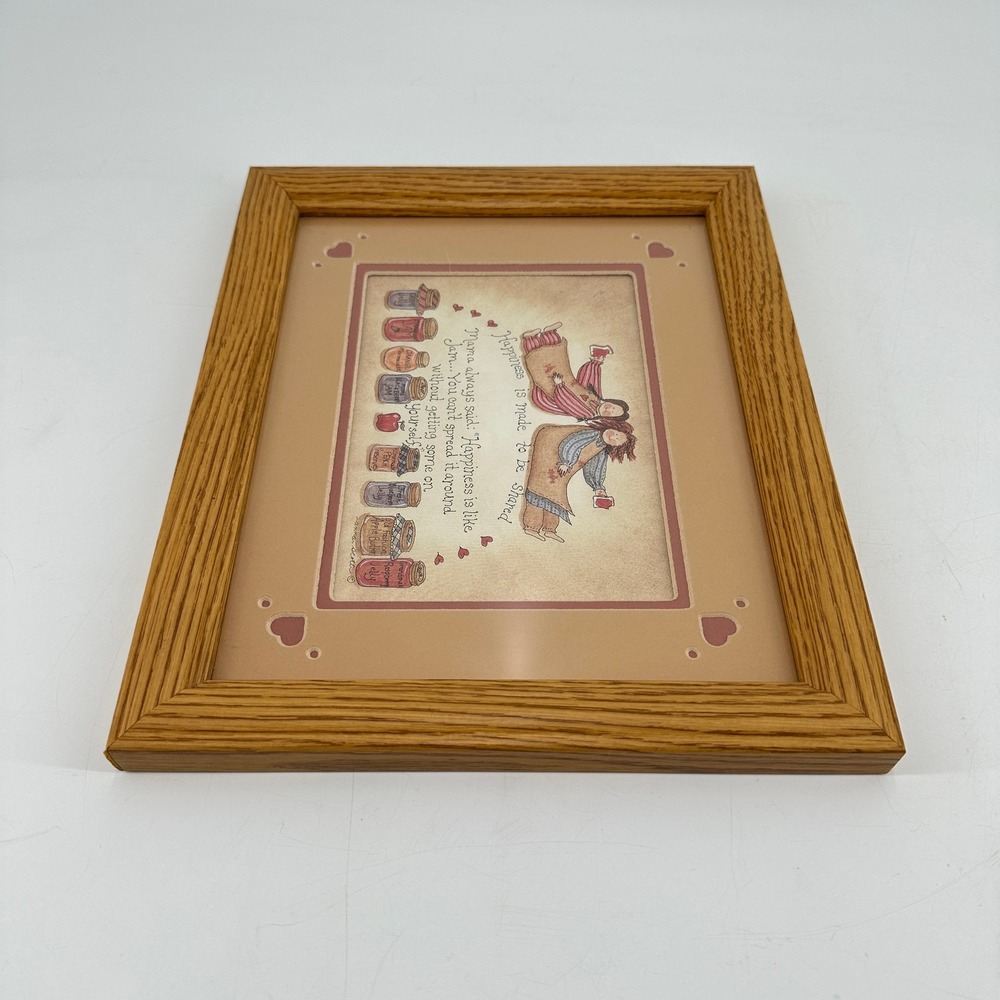 Anna Scott Framed Art Happiness is Like Jam Vintage Oak Wood Frame Wall Decor - Picture 3 of 8